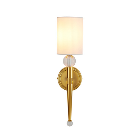 Lampa ścienna DAMA 52 cm-  złoty kinkiet z białym abażurem