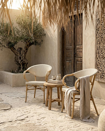 Krzesło ogrodowe CAFE BISTRO PARIS ARM    beżowe rattan