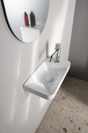 ZORBA umywalka kompozytowa 40x22cm, bateria po prawej stronie, biały