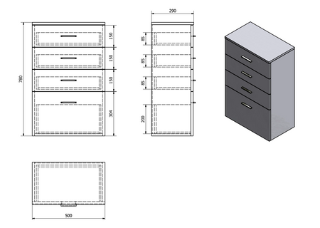 ZOJA/KERAMIA FRESH szafka dolna 50x78x29cm, biała z szufladami