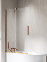 Parawan nawannowy SMART COPPER BRUSHED 1D U 110x150 szkło czyste 8mm Active Shield 2.0 -WSPORNIK SKOŚNY