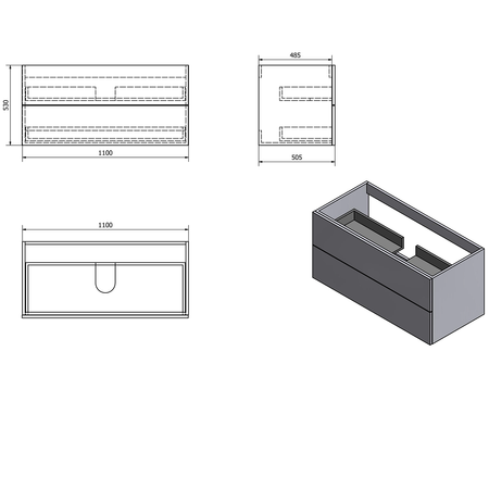 TREOS szafka umywalkowa 110x53x50,5cm, dąb Polar