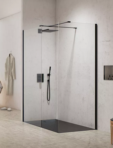 KABINA NEW MODUS BLACK WALK-IN U 140x100x200 CZYSTE 8mm ACTIVE SHIELD