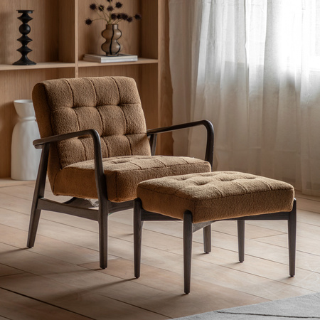 Humber Footstool Ochre Faux Sheepskin