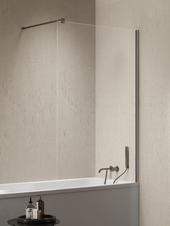 Parawan nawannowy NESTA GUNMETAL BRUSHED stały U 80x140 szkło czyste 8mm Active Shield 2.0 - wsp. równoległy
