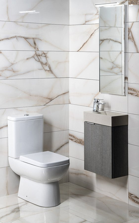 CREST L umywalka betonowa z korkiem, 40x22cm, biały piaskowiec