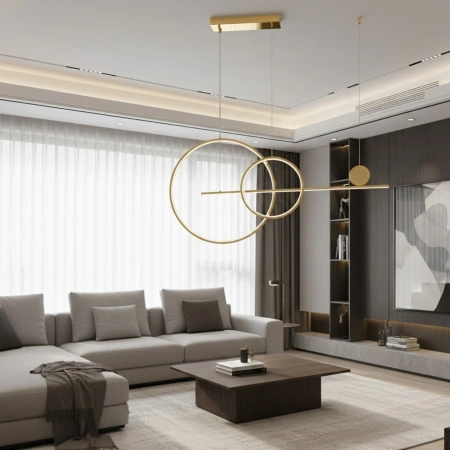 Lampa wisząca NEW AGE LED 120 cm - oprawa sufitowa złota