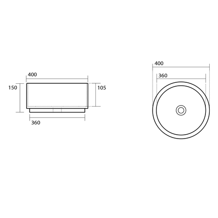 OKE umywalka ceramiczna nablatowa, Ø 40 cm, biały