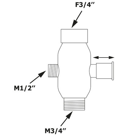 Przełącznik kolumny prysznicowej F3/4"-M1/2 »xM3/4«, nikiel (ANTEA, VANITY, AXIA)