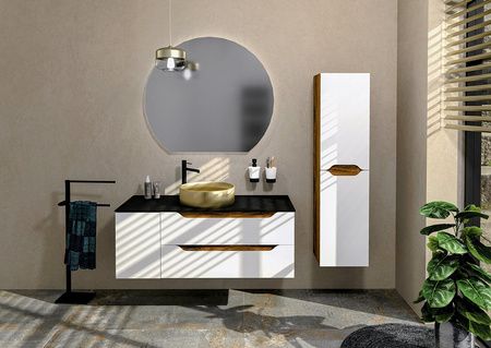 WAVE szafka wysoka 35x140x30cm, bała/dąb srebrny