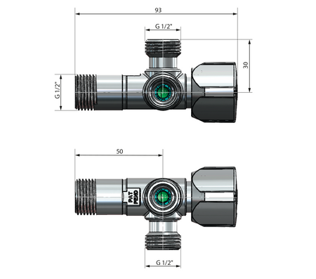 ARCO zawór kątowy podwójny A-80 1/2"x1/2"x1/2",dwudrożny, anticalc