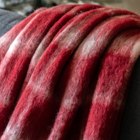 Heritage Check Faux Mohair Throw Red 1300x1700mm
