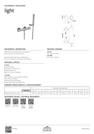 Bateria natryskowa ścienna termostat (korpus)-Paffoni/kolekcja Light
