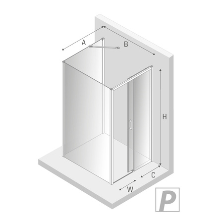 KABINA PRIME KWADRATOWA PRZYŚCIENNA L 110x110x200 CZYSTE 6mm ACTIVE SHIELD