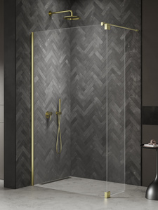 Kabina prysznicowa NESTA GOLD SHINE WALK-IN U 70x200 + skrzydło 30cm szkło czyste 8mm Active Shield 2.0