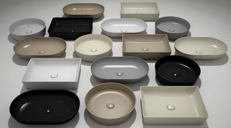 FEELING Umywalka slim nablatowa prostokątna 50x36 cm beż mat  (505)