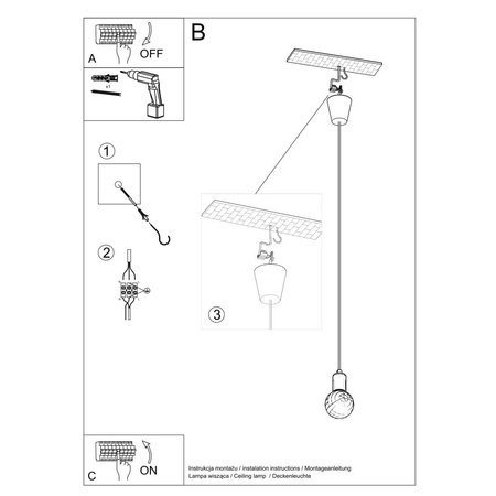 Lampa wisząca DIEGO 1 żółta