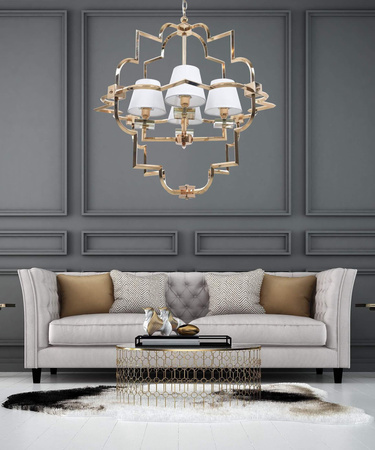 LAMPA WISZĄCA NOWOCZESNA BIAŁO-ZŁOTA BALTIMORE W4