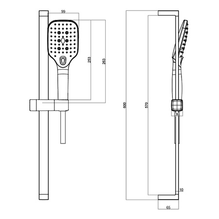 Zestaw prysznicowy z drążkiem Cetus Matt Black