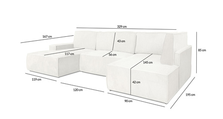 Narożnik PILLOW C2 120 z funkcją spania - II grupa tkanin