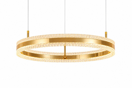 Lampa wisząca ARKADIA LED 60 cm - złoty połysk z kryształowym pierścieniem