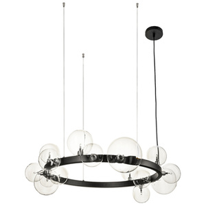 Lampa wisząca Orion 85 cm - 15 szklanych kul, czarna