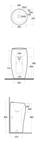 CLOUD Umywalka wolnostojąca okrągła 50x47cm z otworem biały mat