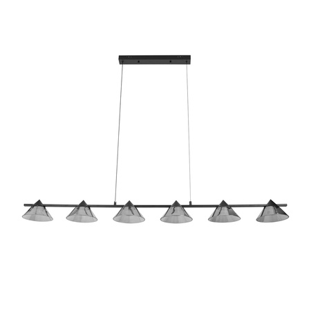 Lampa wisząca BLAKE 120 cm - LED, czarna, podłużna z sześcioma dymionymi kloszami