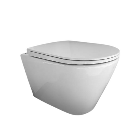 RAK Ceramics RESORT Miska WC podwiesz. Rimless 52x36 cm biały połysk ze stelażem i przyciskiem Przycisk THIN Biały Mat Alcadrain