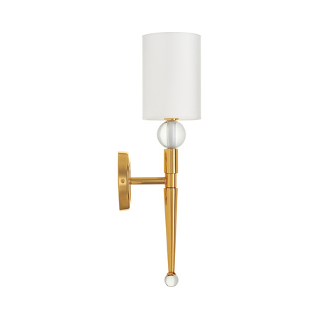 Lampa ścienna DAMA 52 cm-  złoty kinkiet z białym abażurem