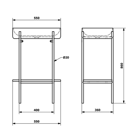 PUNO konsola z umywalką 550x860x360mm, złoty mat