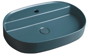 INFINITY OVAL umywalka ceramiczna nablatowa, 60x40cm, petrol mat
