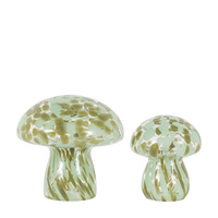 Confetti Glass Mushrooms Set of 2 Forest Green