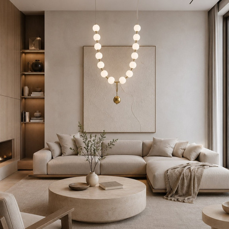 Lampa wisząca CORALLI L -LED, biało-mosiężna