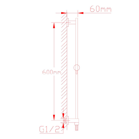 Uchwyt prysznicowy z odpływem wody, przesuwny, kwadratowy, 600mm, chrom