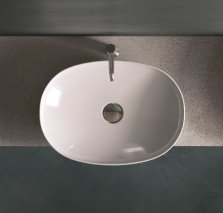 Zestaw DES Miska WC podwieszana z deską W/O i Umywalką Nablatową VARIANT owalną 60x36 cm biały połysk