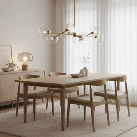 Lampa wisząca COSMIC-6 75 cm - złoty stelaż, transparentne klosze