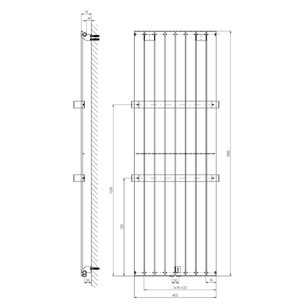 COLONNA grzejnik 602x1800 mm, srebro metalik