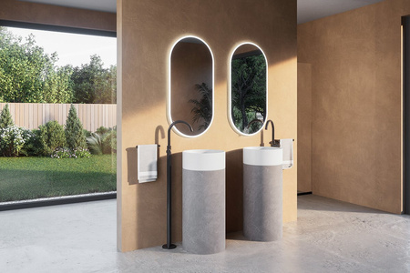 OASIS umywalka ceramiczna wolnostojąca ø 40x89cm, biała/beton pearl grey