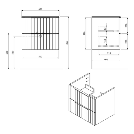 CIRASA STRIP szafka pod umywalkę 59,2x52x46cm, verde