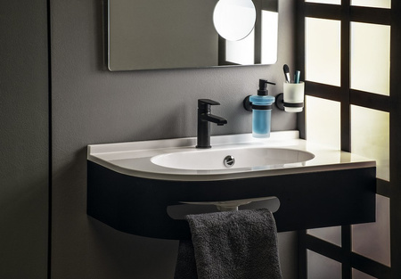 X-ROUND BLACK wisząci kubek, szkło mleczne, czarny mat