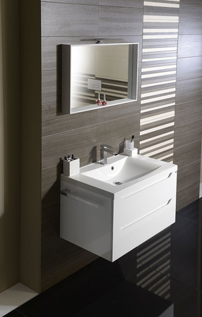 WAVE szafka umywalkowa 80x45x48cm, biała/dąb srebrny