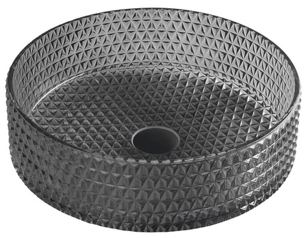 MARAGUA grawerowana szklana umywalka nablatowa średnica 39,5cm, czarny