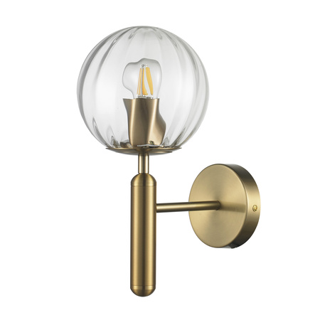 Lampa ścienna PALLA 15 cm - kinkiet złoty ze szklanym kloszem
