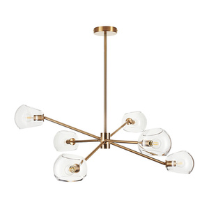 Lampa wisząca COSMIC-6 75 cm - złoty stelaż, transparentne klosze