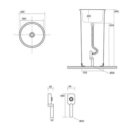 THE NEW YORKER umywalka ceramiczna wolnostojąca 40x89x40cm, biały
