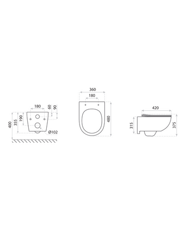 Miska wisząca z deską WC Praia Black 2.0