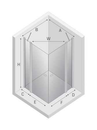 Kabina prysznicowa NEW SOLEO GUNMETAL BRUSHED 2D prostokątna U 120x120x195 szkło czyste 6mm Active Shield 2.0 - z el. stałym