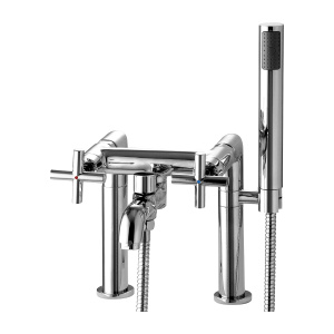 MODERN bateria wannowa 2-otworowa z zestawem prysznicowym, chrom połysk