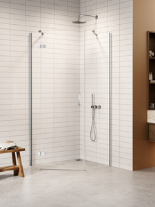 Kabina NESTA chrom 1D pięciokątna prawa Drzwi L 100x80x200 czyste 6mm Active Shield 2.0